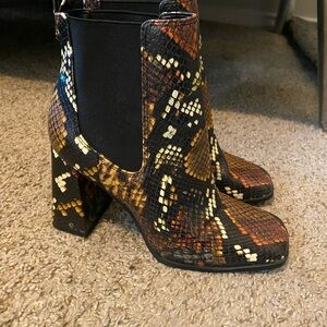 Snakeskin Patterned Ankle Boots